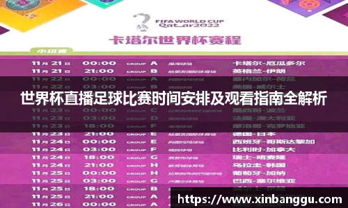 世界杯直播足球比赛时间安排及观看指南全解析
